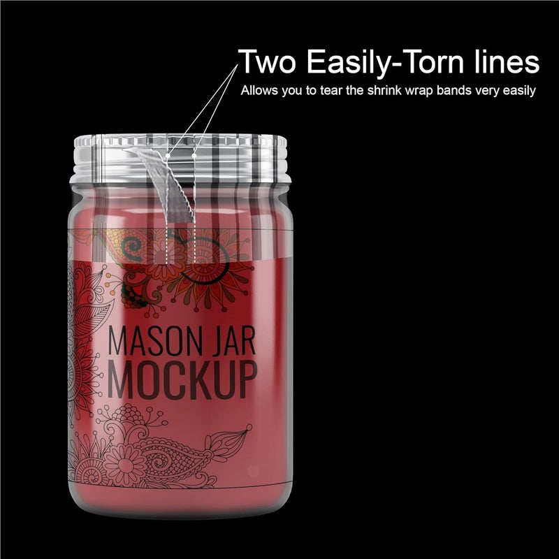 AOUKAR Shrink Wrap Bands for Jars Seals Heat Shrink Bands Cap Seal for Jars Mouth Shrink Bag Refillable Shrink Wrap Container-200 Pieces-6.5 x 1.1 Inch-165 x 28mm - Image 5